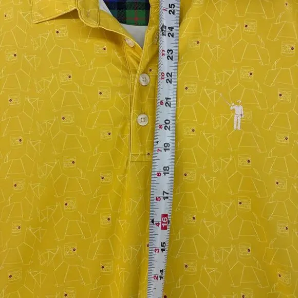 William Murray Men's Yellow Off the Rocks Martini Glass Print Polo Shirt Large - Picture 4 of 16
